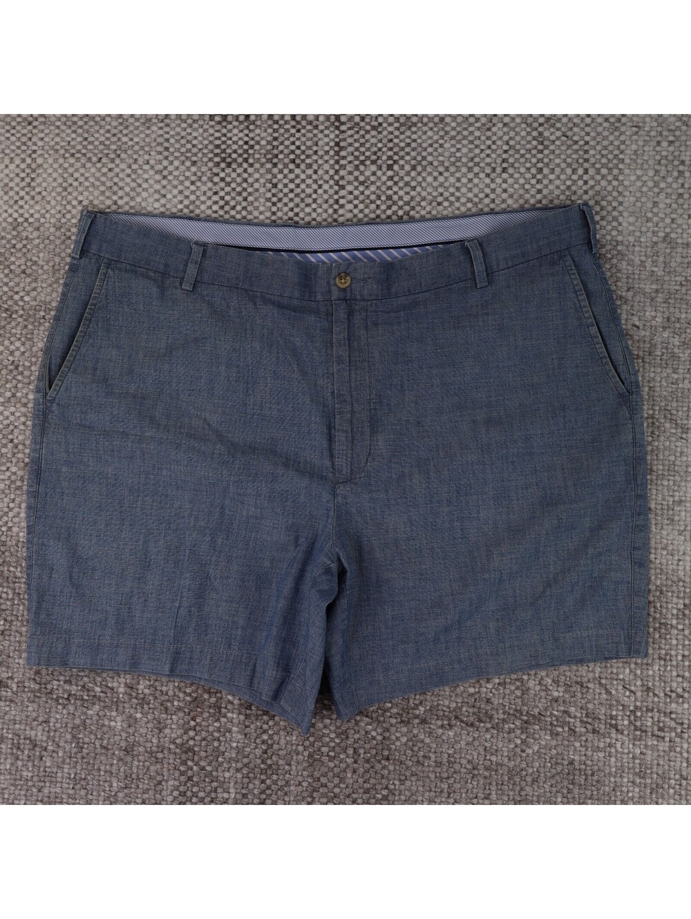 Peter Millar Blue Chambray Linen Blend Flat Front Golf Shorts Size 40